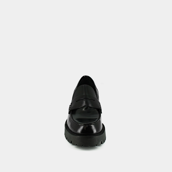 Mocassins à semelles crantées en cuir glacé noir | RIMANA | Jonak