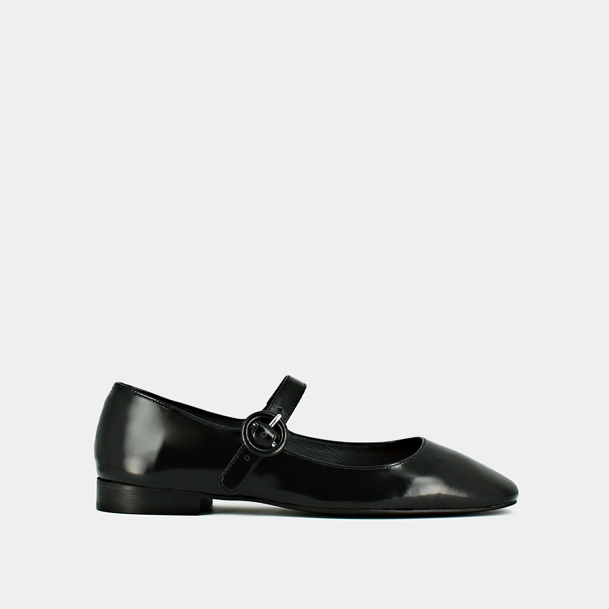 Ballerines à bouts carrés en cuir glacé noir | DAURINE | Jonak