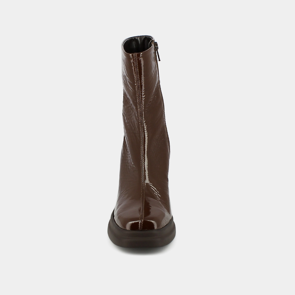 Boots à bouts carrés et plateformes en vernis plissé marron | PALETTE | Jonak