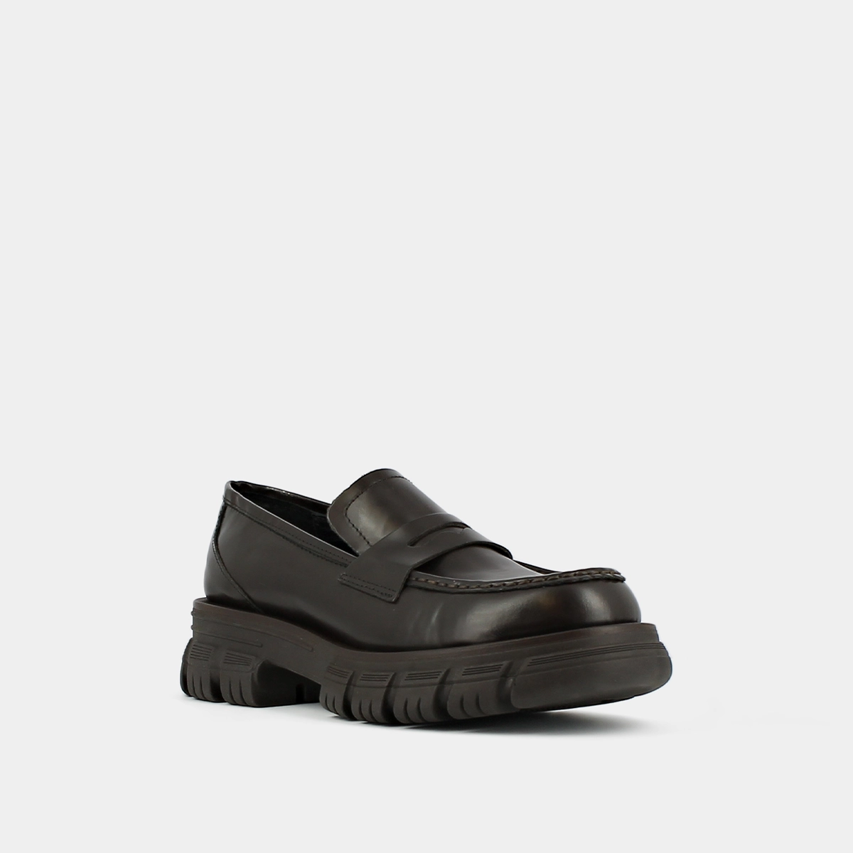 Mocassins à semelles crantées en cuir glacé marron | DIAQ | Jonak