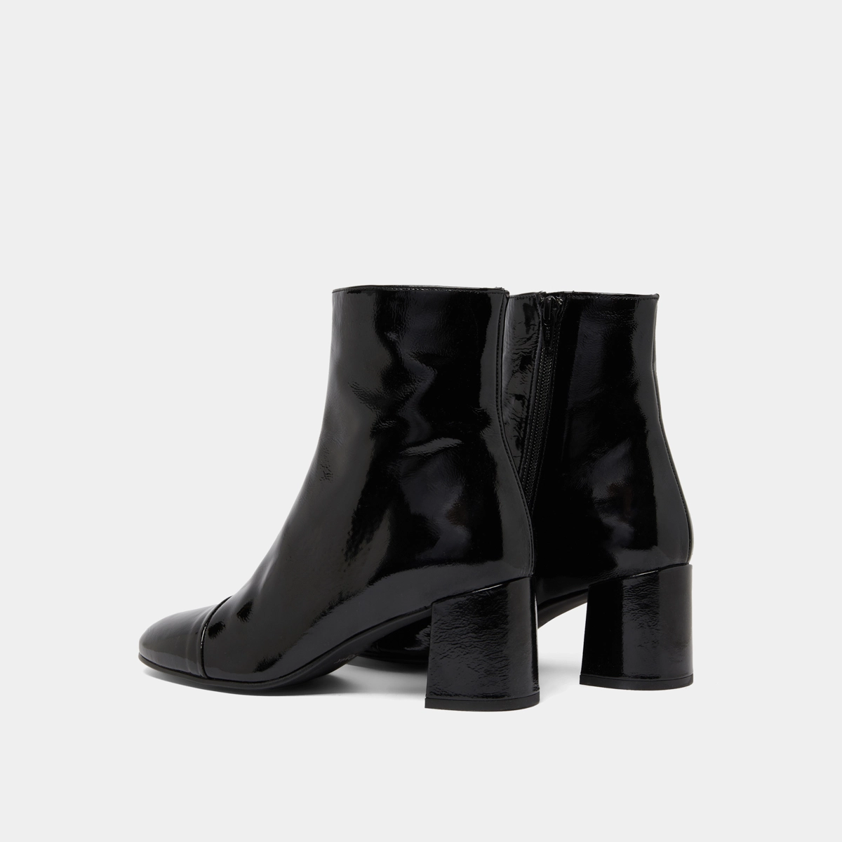 Bottines à talons en vernis plissé noir | DONIAMA | Jonak