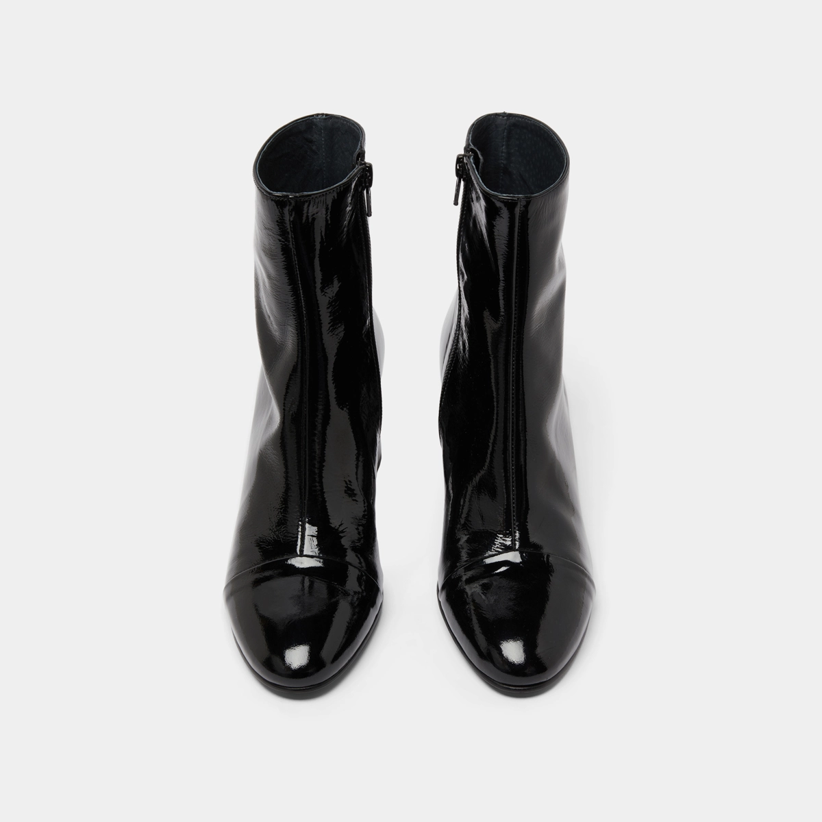 Bottines à talons en vernis plissé noir | DONIAMA | Jonak