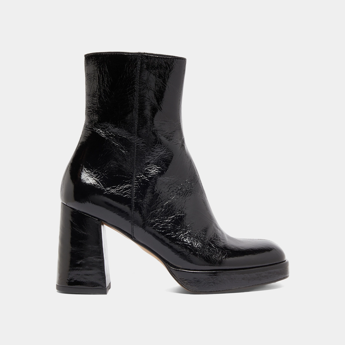 Bottines &agrave; plateformes et bouts carr&eacute;s en cuir brillant noir | VORIS | Jonak
