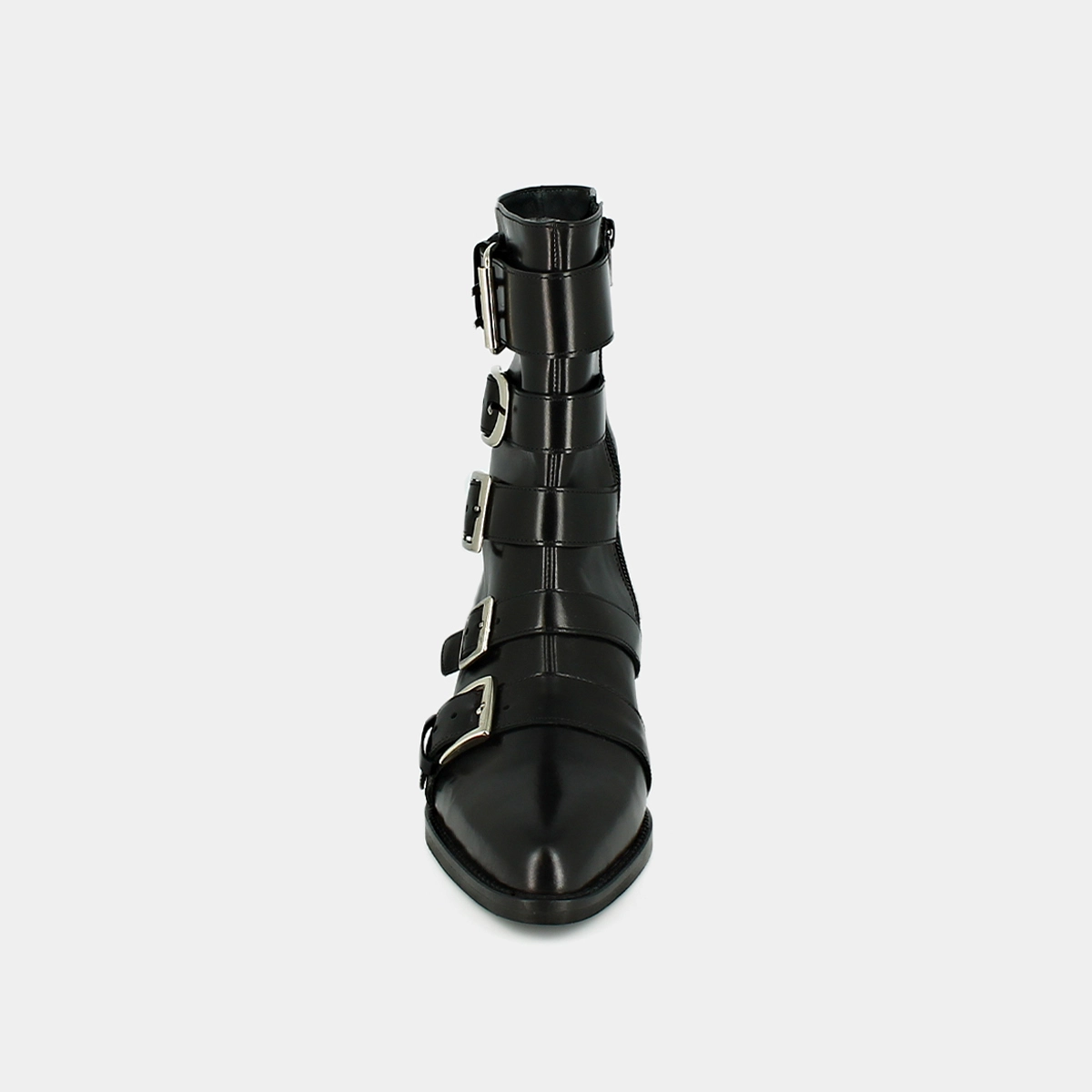 Boots &agrave; sangles et bouts pointus en cuir noir | DIORA | Jonak