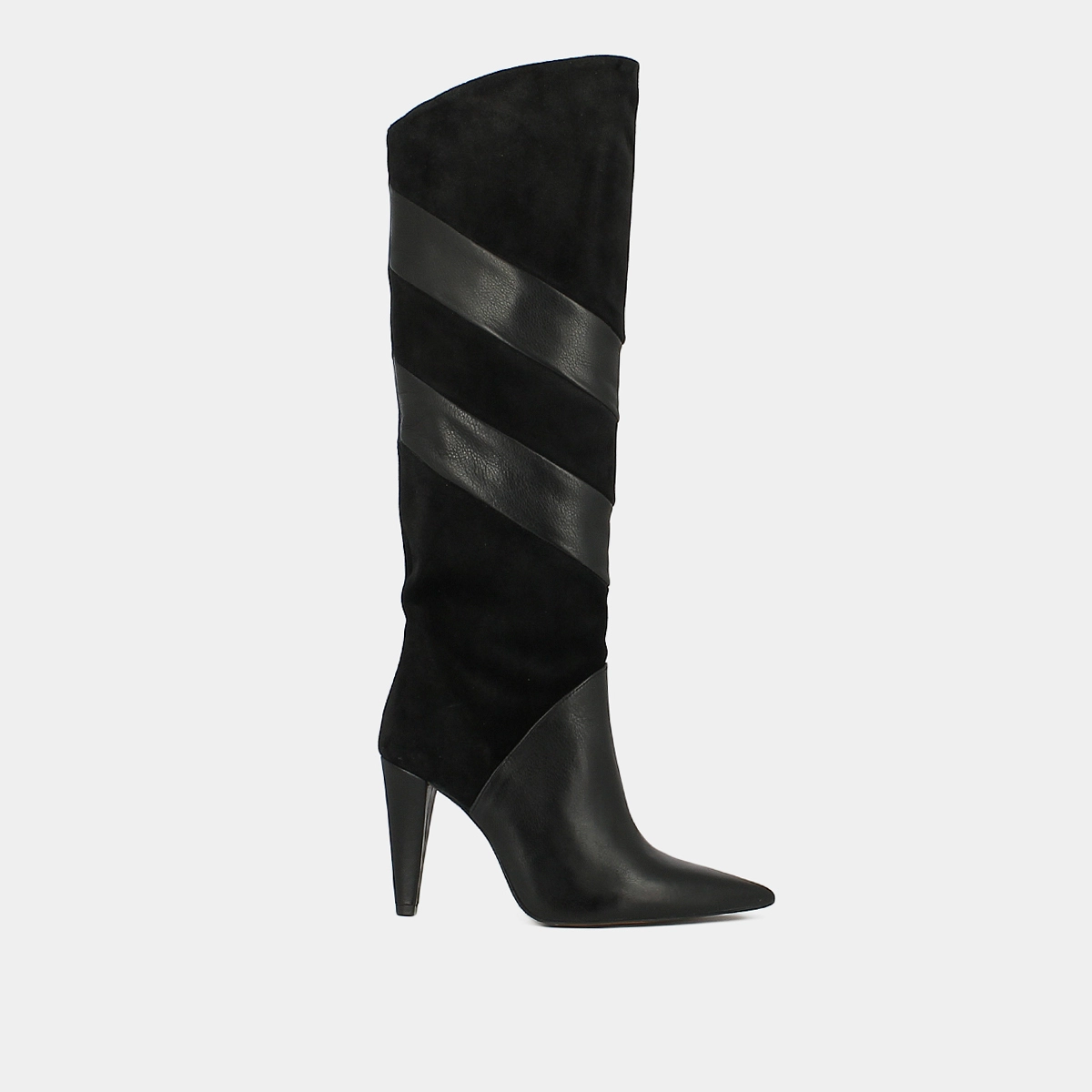 Bottes hautes à bouts pointus en cuir et croute noir | BIAGGIO | Jonak