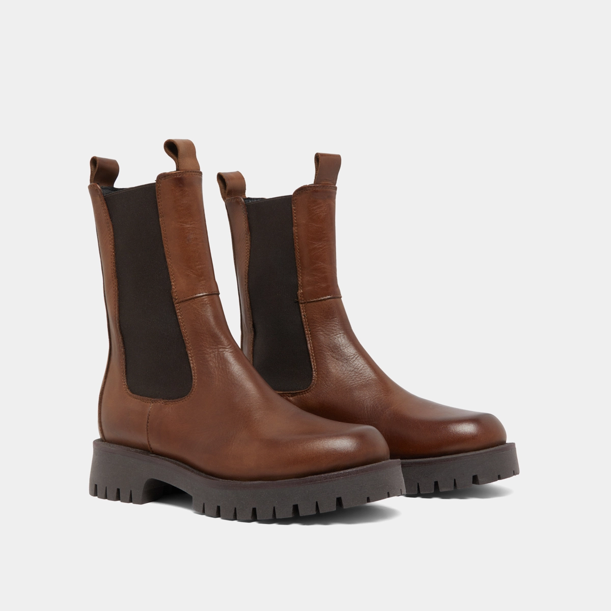 Bottines à plateformes en cuir patiné marron | RIDLE | Jonak