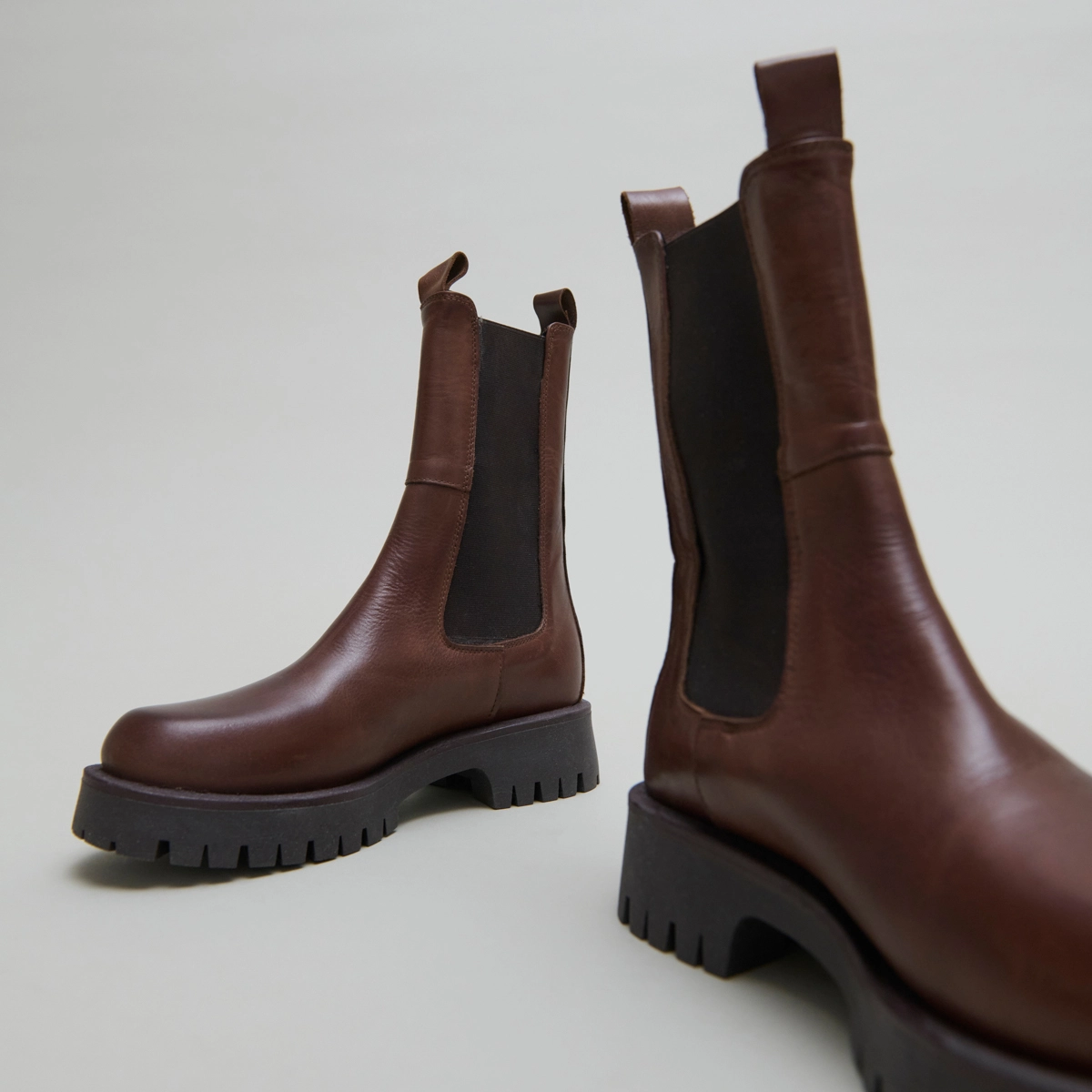 Bottines à plateformes en cuir patiné marron | RIDLE | Jonak