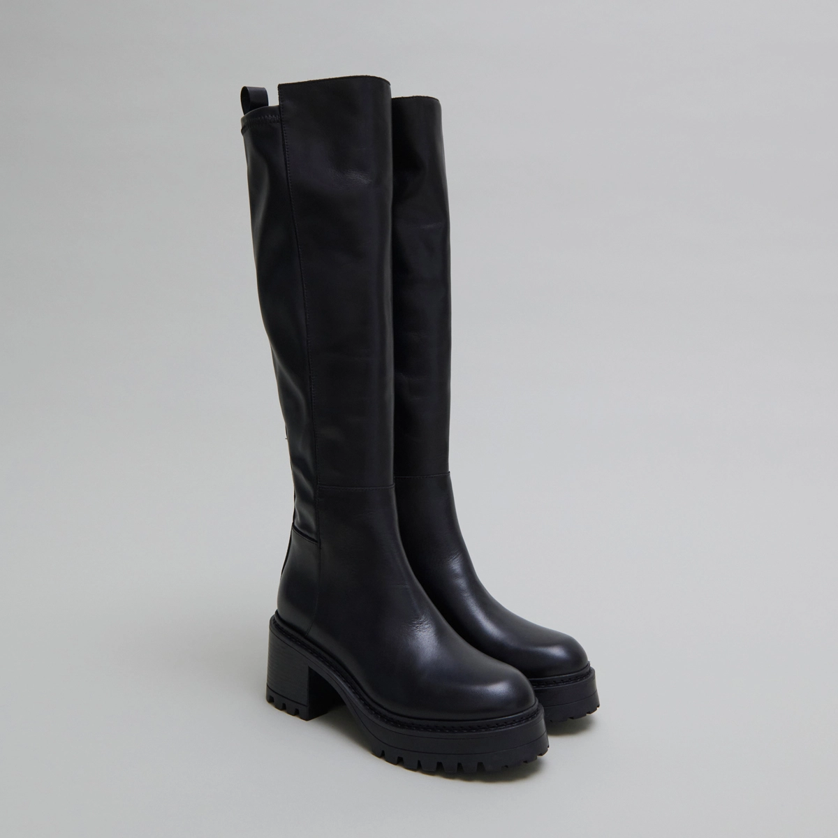 Bottes à semelles crantées en cuir et stretch noir | RASTA | Jonak