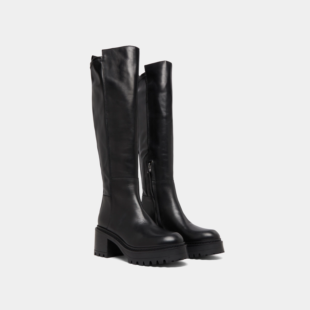 Bottes à semelles crantées en cuir et stretch noir | RASTA | Jonak