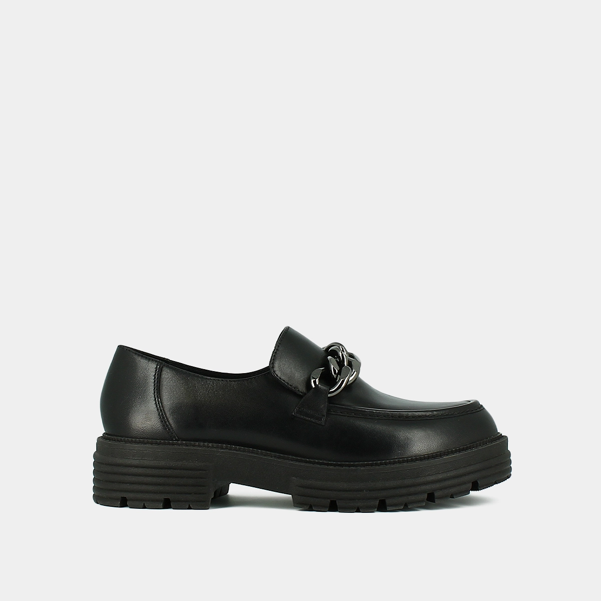 Mocassins &agrave; chaines et semelles crant&eacute;es... en cuir noir | ANTONY | Jonak