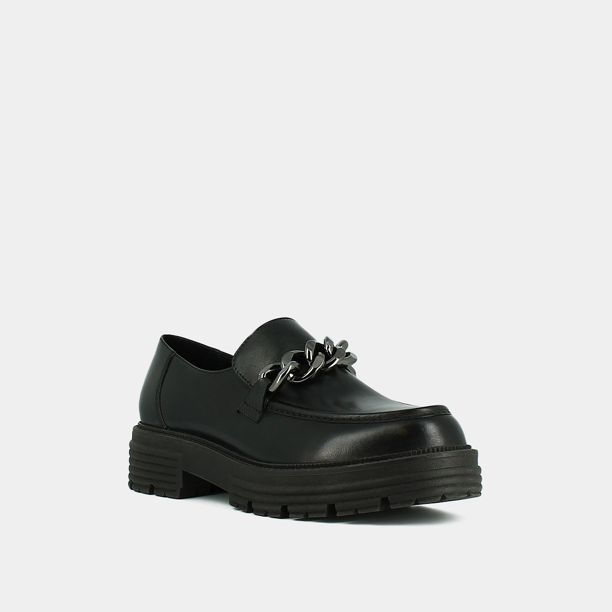 Mocassins &agrave; chaines et semelles crant&eacute;es... en cuir noir | ANTONY | Jonak