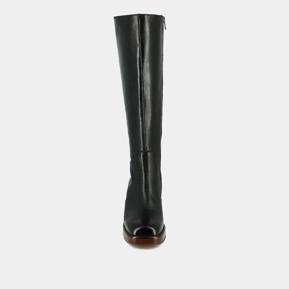 Bottes à plateformes en cuir vieilli noir taille mollet M | BETINA | Jonak