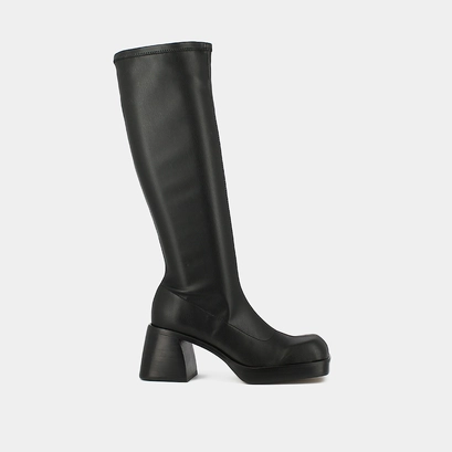 Bottes hautes &agrave; bouts carr&eacute;s en textile noir | BALLOT | Jonak