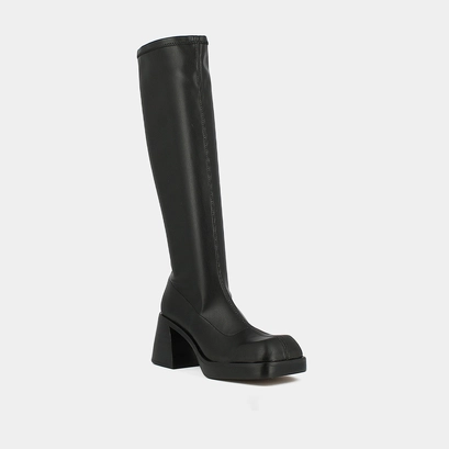 Bottes hautes &agrave; bouts carr&eacute;s en textile noir | BALLOT | Jonak