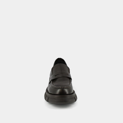 Mocassins &agrave; semelles crant&eacute;es en cuir glac&eacute; marron | DIAQ | Jonak