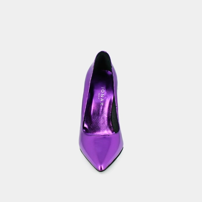 Escarpins &agrave; bouts pointus et talons en cuir metallis&eacute; violet | DINERA | Jonak