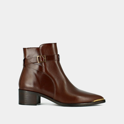 Boots &agrave; bouts pointus en cuir marron | ARGAN | Jonak