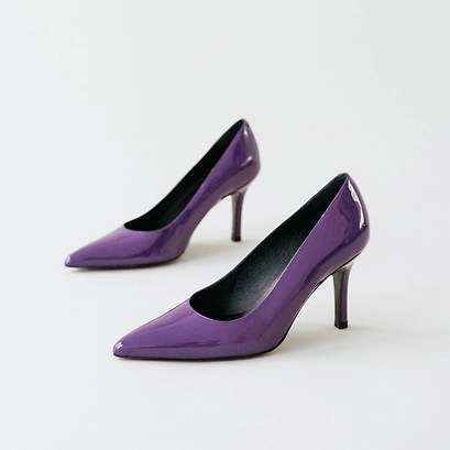 Escarpins &agrave; bouts pointus en cuir verni violet | DINERO | Jonak