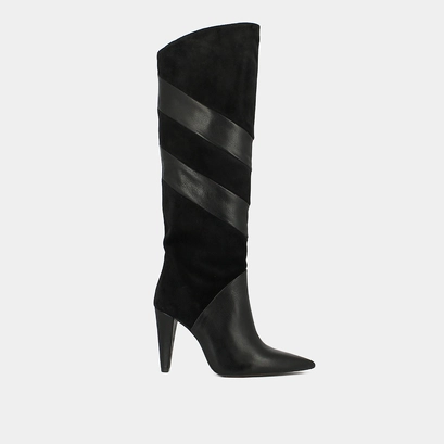 Bottes hautes &agrave; bouts pointus en cuir et croute noir | BIAGGIO | Jonak