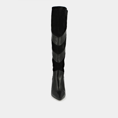 Bottes hautes &agrave; bouts pointus en cuir et croute noir | BIAGGIO | Jonak