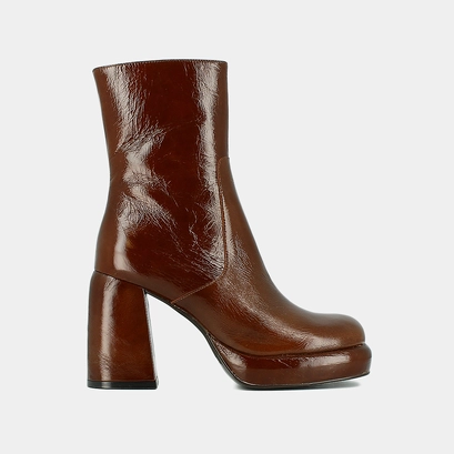 Bottines à plateformes et bouts carrés marron