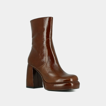 Bottines à plateformes et bouts carrés marron