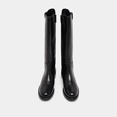 Bottes plates à bouts ronds en cuir noir | ASPER | Jonak