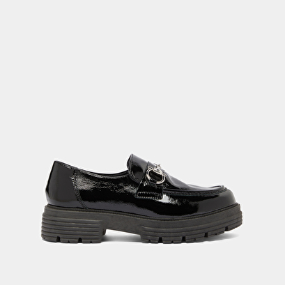 Mocassins à mors et semelles crantées en vernis plissé noir | ANTON | Jonak