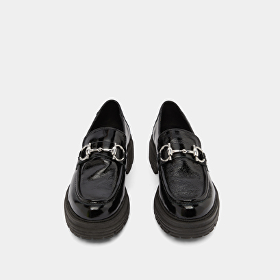Mocassins à mors et semelles crantées en vernis plissé noir | ANTON | Jonak