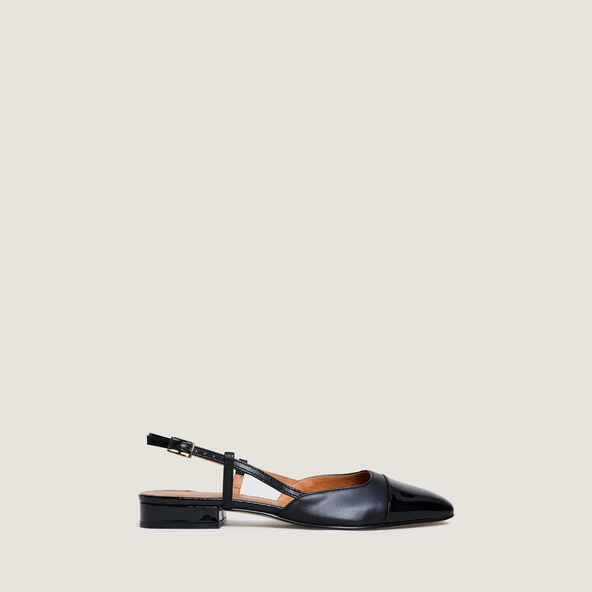 Ballerines slingbacks en vernis et cuir noir | DHAPOU | Jonak