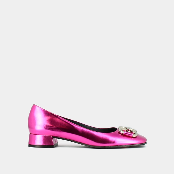 Ballerines à talons plats et mors en cuir metallisé fushia | DOSTON | Jonak