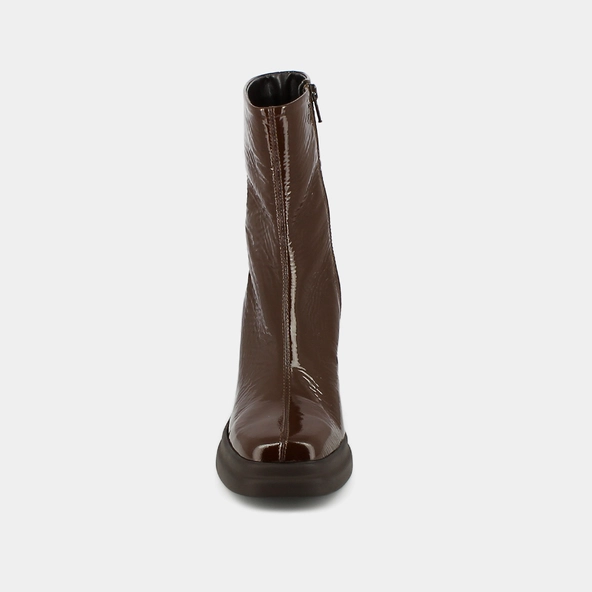 Boots à bouts carrés et plateformes en vernis plissé marron | PALETTE | Jonak