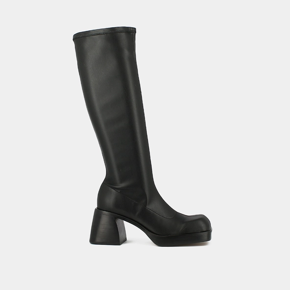 Bottes hautes à bouts carrés en textile noir | BALLOT | Jonak
