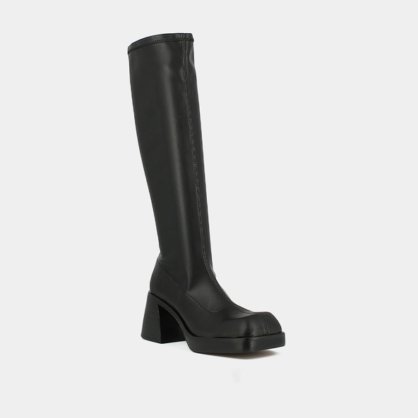 Bottes hautes à bouts carrés en textile noir | BALLOT | Jonak