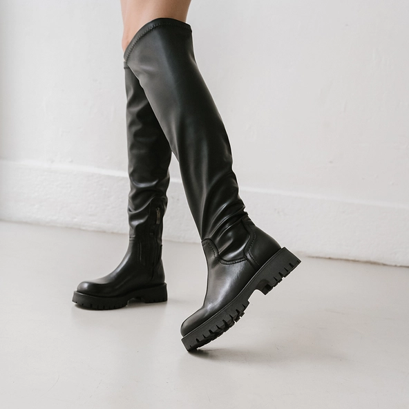 Bottes à semelles crantées en cuir noir | RADAR | Jonak