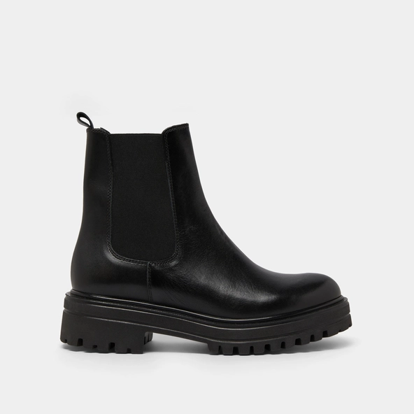 Boots &agrave; semelles crant&eacute;es et &eacute;lastiques en cuir noir | AMANDINE | Jonak