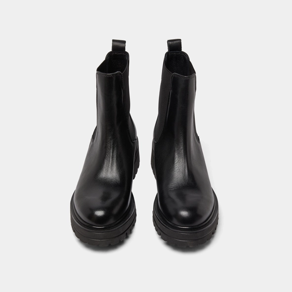Boots &agrave; semelles crant&eacute;es et &eacute;lastiques en cuir noir | AMANDINE | Jonak