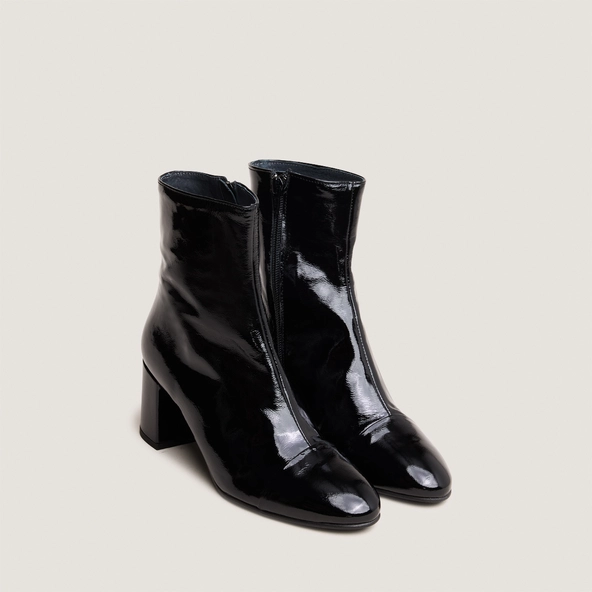 Bottines à talons en vernis plissé noir | DONIAMA | Jonak