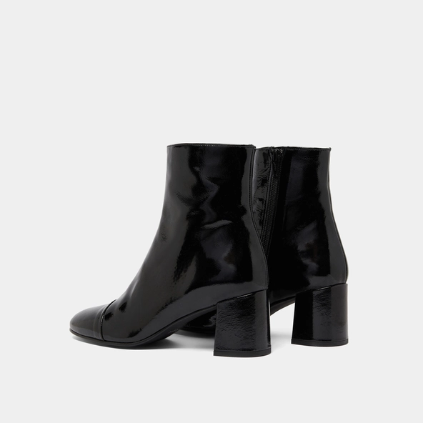 Bottines à talons en vernis plissé noir | DONIAMA | Jonak