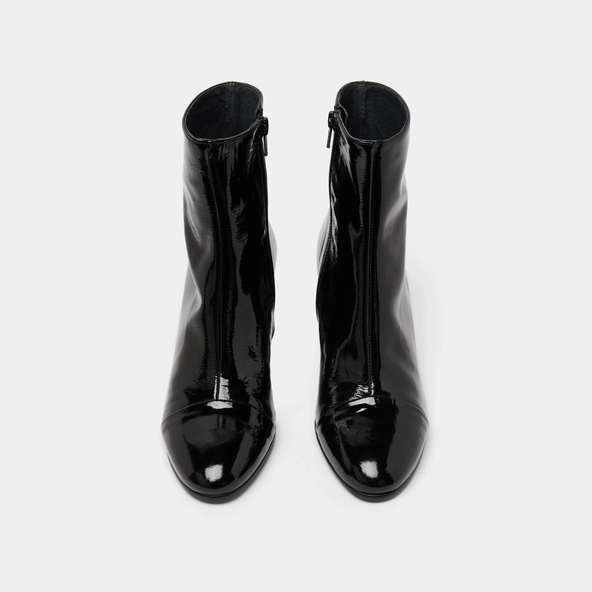 Bottines à talons en vernis plissé noir | DONIAMA | Jonak