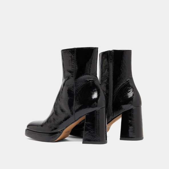 Bottines &agrave; plateformes et bouts carr&eacute;s en cuir brillant noir | VORIS | Jonak