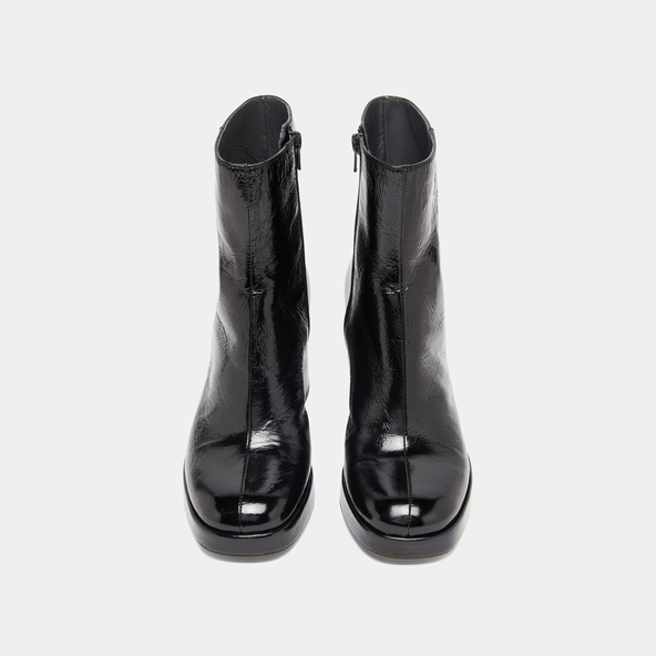 Bottines &agrave; plateformes et bouts carr&eacute;s en cuir brillant noir | VORIS | Jonak