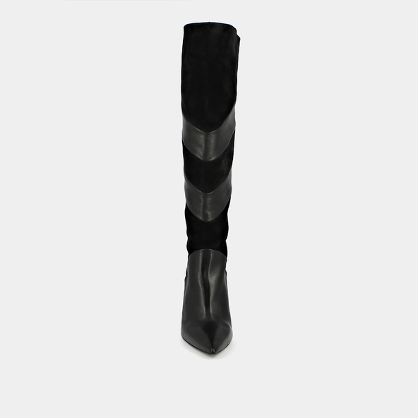 Bottes hautes à bouts pointus en cuir et croute noir | BIAGGIO | Jonak