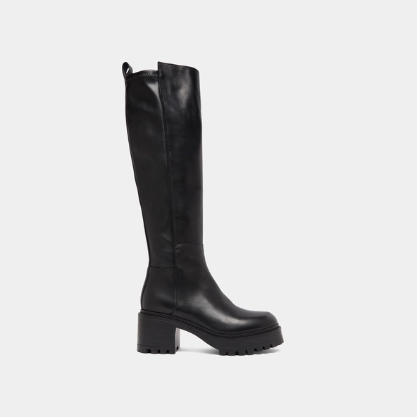 Bottes à semelles crantées en cuir et stretch noir | RASTA | Jonak