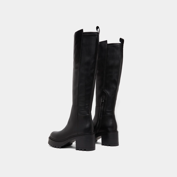 Bottes à semelles crantées en cuir et stretch noir | RASTA | Jonak