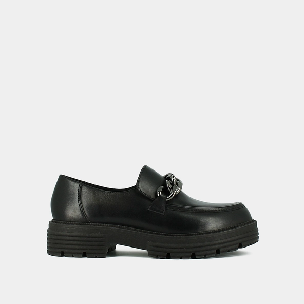 Mocassins &agrave; chaines et semelles crant&eacute;es... en cuir noir | ANTONY | Jonak