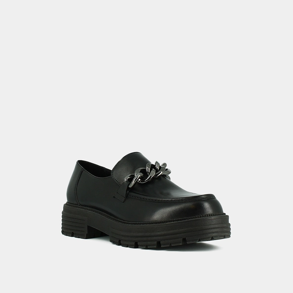 Mocassins &agrave; chaines et semelles crant&eacute;es... en cuir noir | ANTONY | Jonak