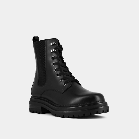Boots à lacets et semelles crantées en cuir noir | ADALUS | Jonak