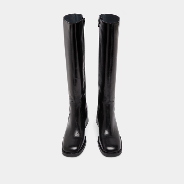 Bottes à talons épais et bouts carrés en cuir noir | DIOU | Jonak