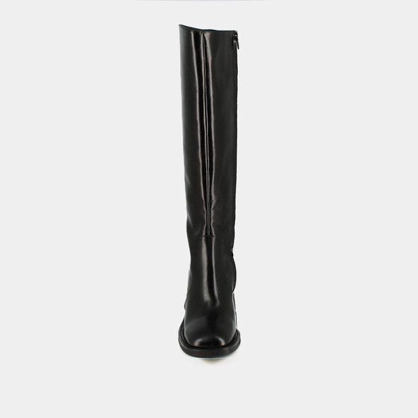 Bottes à talons et bouts carrés en cuir noir | DALLE | Jonak